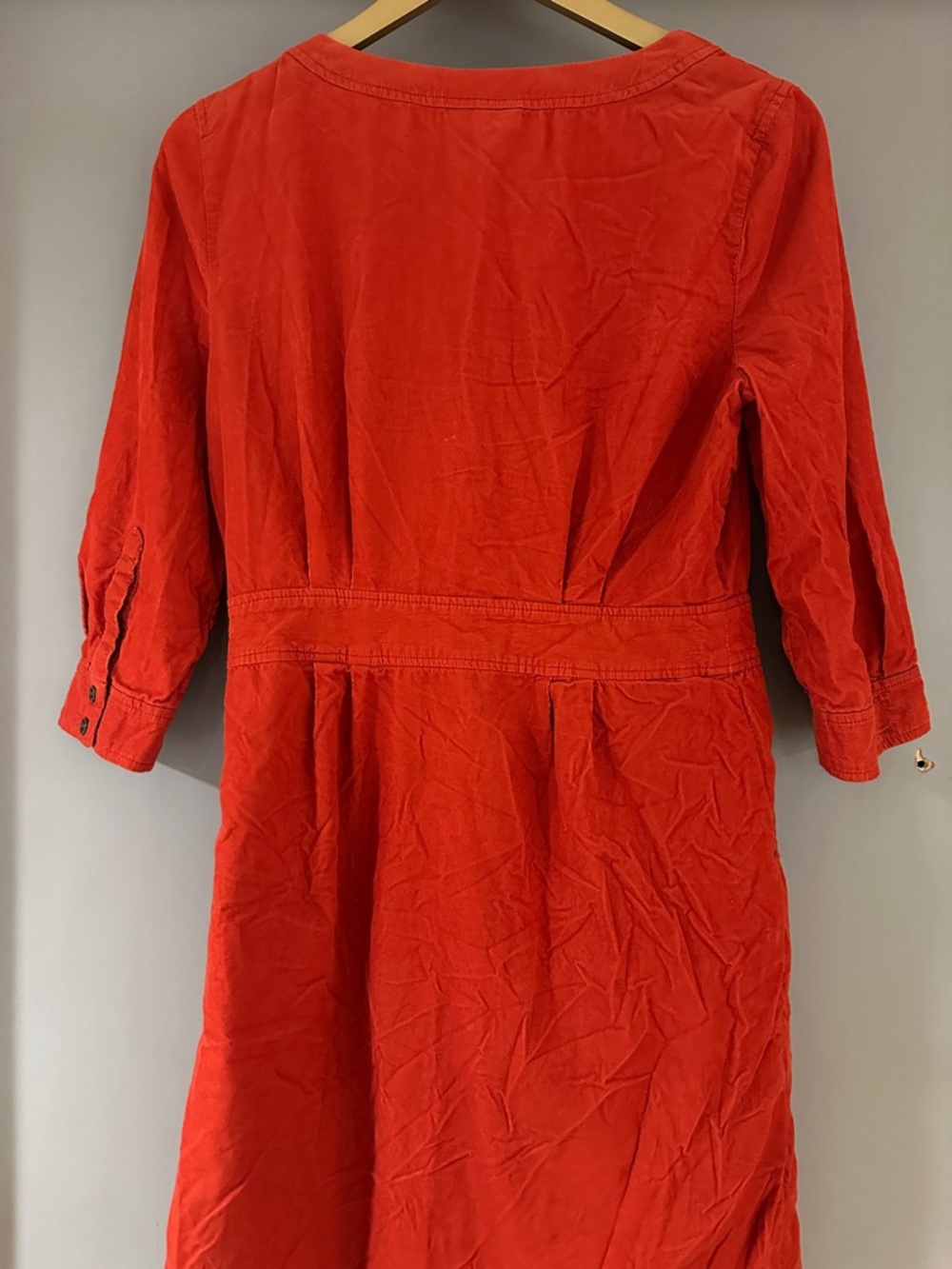 Anthropologie Maeve Anaheim Corduroy Shirt Dress Red Orange Button Front - Picture 6 of 8